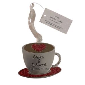 Red and Silver coffee cup Holiday Ornament